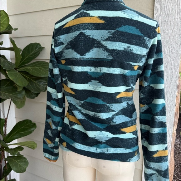 Columbia Teal and Black Geometric Fleece Pullover - Picture 5 of 5